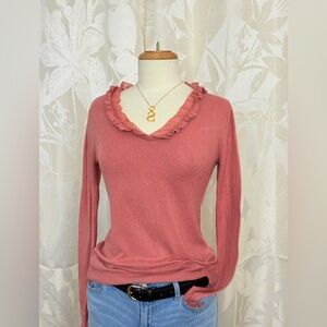 Ann Taylor Stylish Pink Ruffled‎ Top